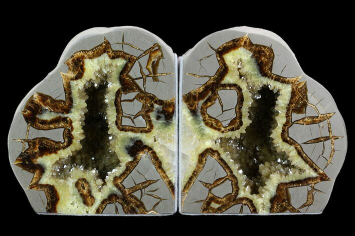 Tall, Crystal Filled Septarian Geode Bookends - Utah #123837